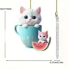 Adorno Colgante de Gato para Taza de Té Plana de Acrílico Nuevo Transfronterizo