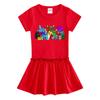 2023 verão novo estilo coreano roupas infantis vestido de manga curta meia manga bebê orelha de madeira plissada estilo ocidental saia fina