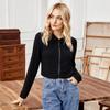 Tricô com Gola Reversa Comércio Exterior Listra Canelada Jaqueta Cardigan Feminina Moda Outono Emagrecedor Roupa Exterior Manga Longa Camiseta Camisa Base