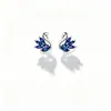 Brincos de prata de lei s925 com cisne pequeno e diamante azul para mulheres, novo produto 2026, luxo leve, elegantes, brincos de alta qualidade