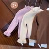 Suéter de Punto Multicolor para Niñas 2025 Otoño e Invierno Suave Versátil de Manga Larga con Bordes Volantes para Niñas y Bebés
