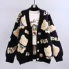 Chaqueta suéter de oso de dibujos animados estilo coreano para mujer, nuevo estilo otoño e invierno 2026, cárdigan de punto holgado, casual, elegante y moderno