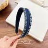 Tiara Metálica Estilo Chanel de Luxo Leve, Tiara de Jeans Larga de Alta Qualidade e Estilosa, Acessório de Cabelo Moderno e Elegante