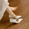 Tacones altos de punta redonda color albaricoque estilo francés con adornos de perlas, tacones gruesos para mujer, cómodos para usar todo el día, adecuados para vestidos de novia, zapatos de novia, vestidos de noche y zapatos de dama de honor