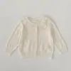 Jaqueta de Bebê Estilo Primavera/Verão Doce Camisa com Ar Condicionado Proteção Solar Camisa com Ar Condicionado Manga Longa Tricô Vazado Gola Cardigã Top
