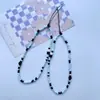 Mismo Estilo Xiaohongshu Cadena para Teléfono de Cuentas de Arroz Azules y Negras Colgante Lanyard para Funda de Teléfono Ins Cadena para Teléfono Universal Modelo Nuevo D