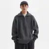 Suéter de Punto Grueso de Cuello Alto con Media Cremallera de Alta Gama para Hombre Estilo Retro Perezoso Otoño e Invierno Suéter de Punto Holgado