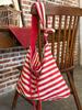 Bolsa Tote de Lona Listrada Dupla Face Estilo Coreano Estilo Ins Nova Grande Capacidade Estilo Casual Laço Ombro Transversal