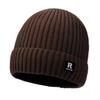 2023 nuevo otoño e invierno sombrero de punto para hombre sombrero de protección para los oídos con forro polar a prueba de frío moda juvenil parche gorro pullover