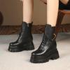 Botas Martin Novas de Outono e Inverno com Rebites e Aumento Oculto de Altura, Botas de Cano Alto com Solado Grosso, Sapatos Casuais Versáteis Femininos de 10cm