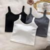 2021 Nueva Llegada Camisola Corta para Mujer Cinturón Almohadilla para el Pecho Uso Exterior Espalda de Belleza Base Ropa Interior Deportiva Combinable