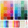 Set de 24 Rejillas de Cuentas Redondas de Vidrio de 8 mm, Cuentas Jelly, Cuentas Burst, Accesorios para Pulseras de Joyería Hecha a Mano DIY