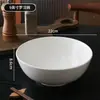 Tigela Luohan Cerâmica Branca Espessa Tigela de Arroz Tigela para Refeição de Restaurante Tigela de Sopa Tigela Grande para Macarrão Tigela de Porcelana Branca Louça para Hotel Comercial