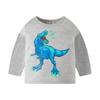 Muestra personalizada ser ropa infantil superior caricatura dinosaurio algodón camiseta infantil niños manga larga otoño cuello redondo camisa base