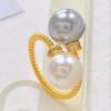 Anillo blanco australiano con perla artificial nuevo para otoño e invierno.