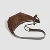 Bolsa Transversal Meia-Lua Minimalista em Camurça  Bolsa de Ombro Hobo Vintage Descontraída com Detalhes de Pompons e Franjas, Alça Ajustável e Estilo de Carregamento sob o Braço Bolsa Casual de Viagem Inspirada na Europa de Luxo Leve para Mulheres