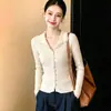 Cardigã longo de manga comprida, malha grossa, estilo Chanel, para mulheres, nova moda outono/inverno, top suéter interno curto