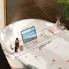 Estante de Almacenamiento para Bañera, Retráctil y Drenable, Tablero de Almacenamiento Transparente para Baño para Remojarse, Estante de Almacenamiento Multifuncional para el Hogar que Puede Drenar el Agua