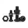 Conjunto Completo de Parafuso Sextavado de Cabeça Redonda Phillips de Aço Carbono Preto, Porca, Arruela Lisa, Parafuso de Cabeça Pan Phillips M2M3M4M5