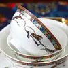 Jingdezhen Cerámica Vajilla Aima Cuenco Flor Plato Plato Hueso Porcelana Juego Hogareño Cuenco Arroz Cuenco Sopa Plato Vajilla Plato Comida Occidental