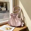 Bolsa Cubo Estilo Coreano con Cordón 2026 Verano Nuevo de Moda Color Sólido Simple para Viajar Gran Capacidad de Hombro Cruzado para Mujer
