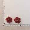 Pendientes de Flor Roja Ankora para Mujer, Pendientes Exagerados de Lujo Ligero, Pendientes con Diseño de Principios de Primavera y Temperamento