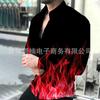 Camisa informal con estampado 3D de manga larga y solapa para comercio exterior transfronterizo 2023, chaqueta para hombre de Europa y Estados Unidos al por mayor