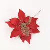 Decoración de Flor de Navidad Flor Brillante Artificial Accesorios para Corona de Navidad Decoración Artificial Flor de Navidad de Doble Capa En Stock