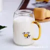Taza de Leche para el Hogar con Escala, Taza de Desayuno con Asa, Vaso de Agua de Vidrio, Resistente a Altas Temperaturas, Apto para Microondas, Taza de Yogur, Estilo Japonés