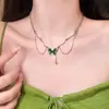 Colar de Borboleta Verde Estilo Doce e Cool, Moderno e Versátil, Sensação Fresca e de Alto Padrão, Colar de Borboleta Verde para o Dia a Dia