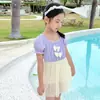 Traje de Banho Infantil Traje de Banho Feminino Peça Única Estilo Coreano para Crianças Pequenas e Médias Bebê Renda Laço Traje de Banho de Estudante para Menina