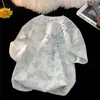 Nueva camiseta corta de moda estilo chino para hombre, verano, pareja, holgada, tie-dye pesado, estilo nacional, top de manga corta