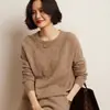 Suéter de Punto Calado con Cuello Redondo de Cachemira Nuevo Otoño/Invierno 2025 Camiseta Base de Moda Suéter Elegante