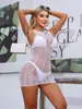 Ropa Sexy de Malla para Mujer con Diseños Calados, Lencería Sensual y Atractiva, Vestido Ajustado sin Tirantes para Juego de Rol