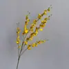Orquídea Amarilla Oncidium Danzante Simulada de 5 Pétalos Flor Artificial Decoración del Hogar Ramo Boda Decoración de Sala de Estar Venta Directa de Fábrica