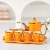 Bandeja de Copo de Água de Luxo Leve Conjunto de Copos Casa Sala de Estar Cerâmica de Alto Valor Copo de Hospitalidade Xícara de Chá Conjunto de Chá Conjunto de Água