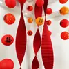 Habitación de Boda Internet Celebrado Cascada Tira de Color Corrugado Linterna Cadena Colgante Sala de Estar Dormitorio Colgante Decorativo Linterna Roja Boda Festiva