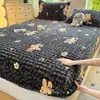 Lençol de cama de fleece espesso com forro de fleece para o inverno, peça única, capa de cama quente de inverno, fleece de leite, protetor de colchão de flanela