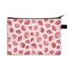 Neceser pequeño de fresa fresca de gran capacidad, monedero grande, bolsa para guardar artículos de tocador, bolso de noche para mujer, 2025