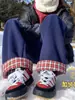 Calça Casual Aconchegante e à Prova de Frio de Lã de Cordeiro Espessa, Calça de Inverno Solta de Perna Reta, Calça de Moletom Esportiva Casual com Forro de Lã de Marca da Moda
