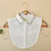 Cuello Falso de Perlas y Pedrería para Mujer, Cuello de Camisa Versátil Estilo Coreano de Gasa, Cuello Decorativo Interior para Ropa Profesional, Venta al por Mayor desde el Fabricante