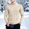 Suéter de Tricô Masculino, Estilo Europeu e Americano, Outono e Inverno, Gola Alta, Suéter de Tricô Trançado Moderno, Pulôver Tamanho Grande, Suéter Camada Base