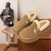 Zapatos Birkenstock de Suela Gruesa para Mujer, Zapatos de Mujer de Terciopelo y Engrosados sin Cordones, Nuevos Zapatos de Algodón de Invierno 2025, Botas de Nieve, Zapatos Peludos