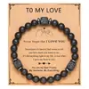 Amazon Explosions Pulsera para Hombre Pulsera de Piedra Volcánica Cuadrada Mate Regalo del Día del Padre Pulsera con Tarjeta para Papá