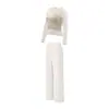 Conjunto de Yoga de Sensación Desnuda Sin Costuras para Mujer Alta Elasticidad Sin Enrollarse Secado Rápido Transpirable Gimnasio Pilates Deporte Conjunto de Dos Piezas para Mujer