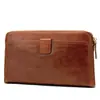 Carteira Masculina Transfronteiriça Couro Longa Couro Bovino Camada Superior Multi-cartões Antifurto Bolsa para Cartões Portátil Zíper Porta-moedas