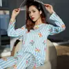 Pijamas de Primavera y Otoño para Mujer, Delgados de Cuello Redondo, Estilo Lindo, Chica de Cómics, Pequeño, Delgado, Conjunto de Ropa de Casa de Otoño e Invierno