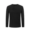 Camiseta Masculina 2025 Outono e Inverno Nova Camiseta Básica de Algodão Dupla Face com Gola Redonda e Mangas Longas, Colágeno de Peixe Antibacteriano Grau 7A