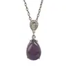 Colgante de Venta Caliente Transfronterizo, Moderno y Sencillo, Colgante de Collar con Incrustaciones de Cuarzo Rosa Hueco con Forma de Pera y Lágrima