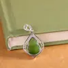 Colgante de Plata S925 para Mujer con Incrustación de Jade de Calabaza Natural, Collar Minimalista de Lujo Ligero de Moda